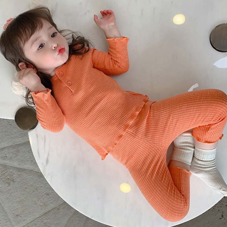 パジャマ 子供 キッズ ルームウェア セットアップ 女の子 送料無料 子供服 長袖 長ズボン 部屋着 リブ 子ども 90 100 110 120 130 140 寝間着