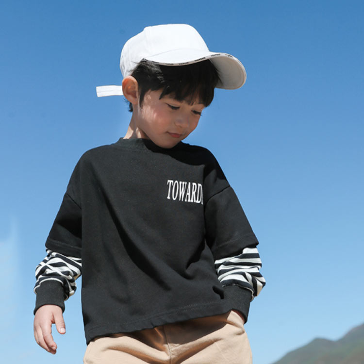 キッズ tシャツ トレーナー 重ね着風 フェイクレイヤード 送料無料 男の子 子供服 ...