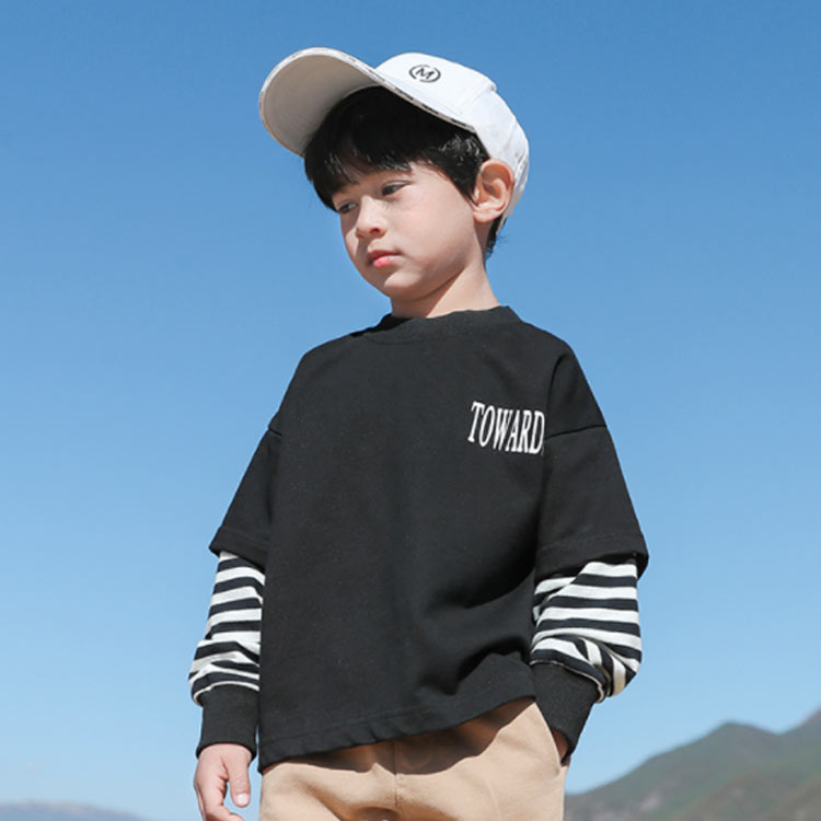 キッズ tシャツ トレーナー 重ね着風 フェイクレイヤード 送料無料 男の子 子供服 ...