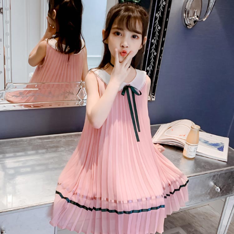 ワンピース 子供服 女の子 親子 シフォンワンピース プリーツワンピース 膝丈ワンピース プリーツ裾 レース リボン ノースリーブワンピース 可愛い キレイめ お洒落 夏新作