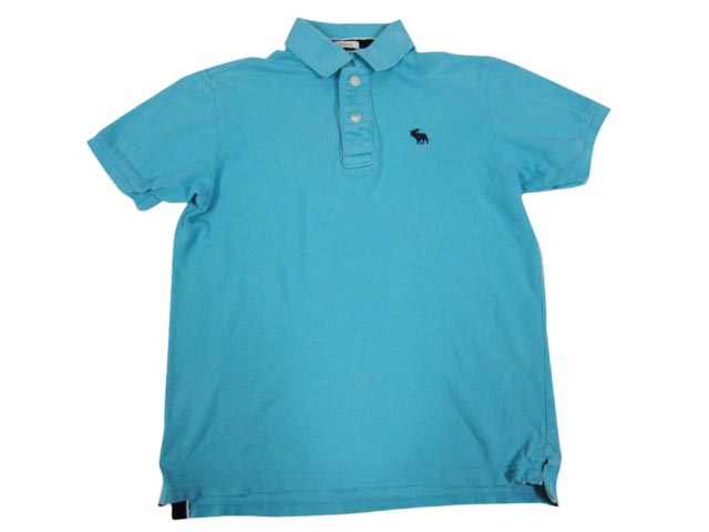 【中古】 Abercrombie&Fitch/アバクロンビー&フィッチ ワンポイント 半袖 鹿の子 ポロシャツ ライトブルー/水色 【サイズ:Boy's L】【...