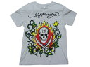 ★20%オフ クーポン 4/30 14時まで★ Ed Hardy/エドハーディー スカルプリント Tシャツ グレー系 