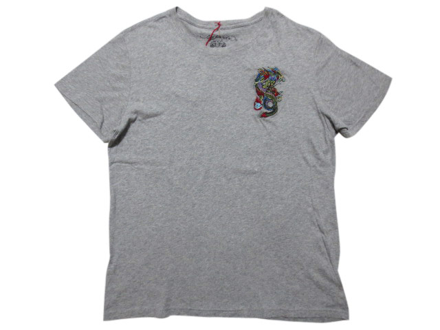 【新品】 Ed Hardy/エドハーディー ドラゴン 刺繍 Tシャツ グレー 【サイズ:XXL】【古着屋mellow楽天市場店】