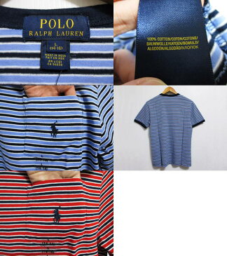 【50%オフ 5/7 12時まで】【ゆうパケット対応】【新品】 POLO RALPH LAUREN ラルフローレン ボーダー ポケット付き リンガー 半袖 Tシャツ カラー：BLUE MULTI , RED MULTI サイズ：Boy's S , Boy's M , Boy's L , Boy's XL ポケT Stripe Pocket Tee 【古着屋m