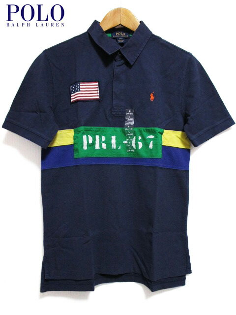 【30%OFF クーポン】【新品】POLO RALPH LAUREN/ラルフローレン 星条旗 インディアンプリント 鹿の子 半袖 ポロシャツ 紺 【サイズ：Boy's M , Boy's L , Boy's XL】【レディース】【PATCH COTTON POLO SHIRT】【あす楽対応】【古着屋mellow楽天市場店】