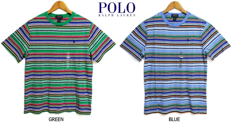 【今ならクーポン利用で400円OFF★】【ゆうパケット対応】【新品】POLO RALPH LAUREN/ラルフローレン マルチボーダー 半袖 Tシャツ 【カラー：GREEN , BLUE】 【サイズ：Boy 039 s S , Boy 039 s M , Boy 039 s L , Boy 039 s XL】【STRIPED COTTON GAUZE TEE】【あす楽対応】【古着屋me