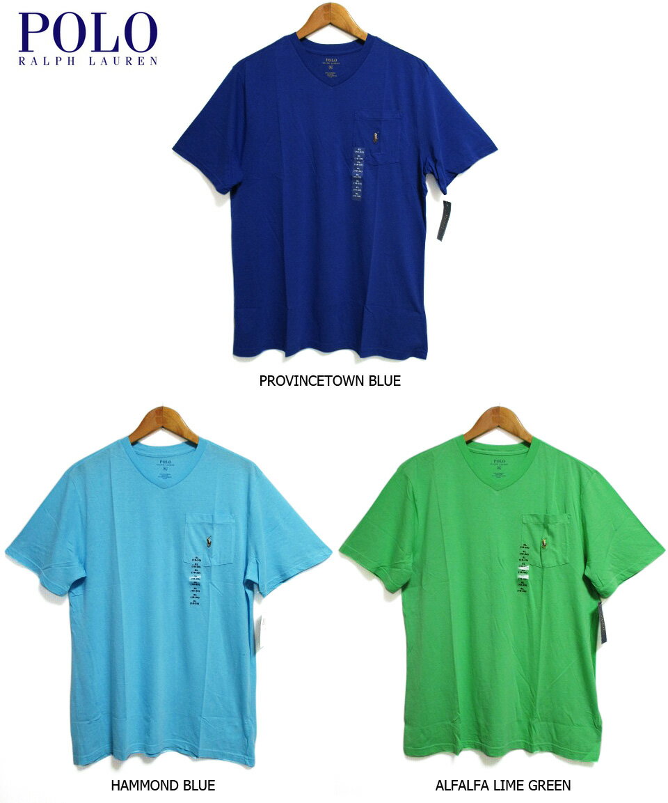 【ゆうパケット対応】【新品】POLO RALPH LAUREN ラルフローレン Vネック 半袖 ポケット Tシャツ カラー PROVINCETOWN BLUE , HAMMOND BLUE , ALFALFA LIME GREEN サイズ Boy 039 s S , M , L , XL COTTON POCKET V-NECK TEE 【あす楽対応】【古着屋mellow