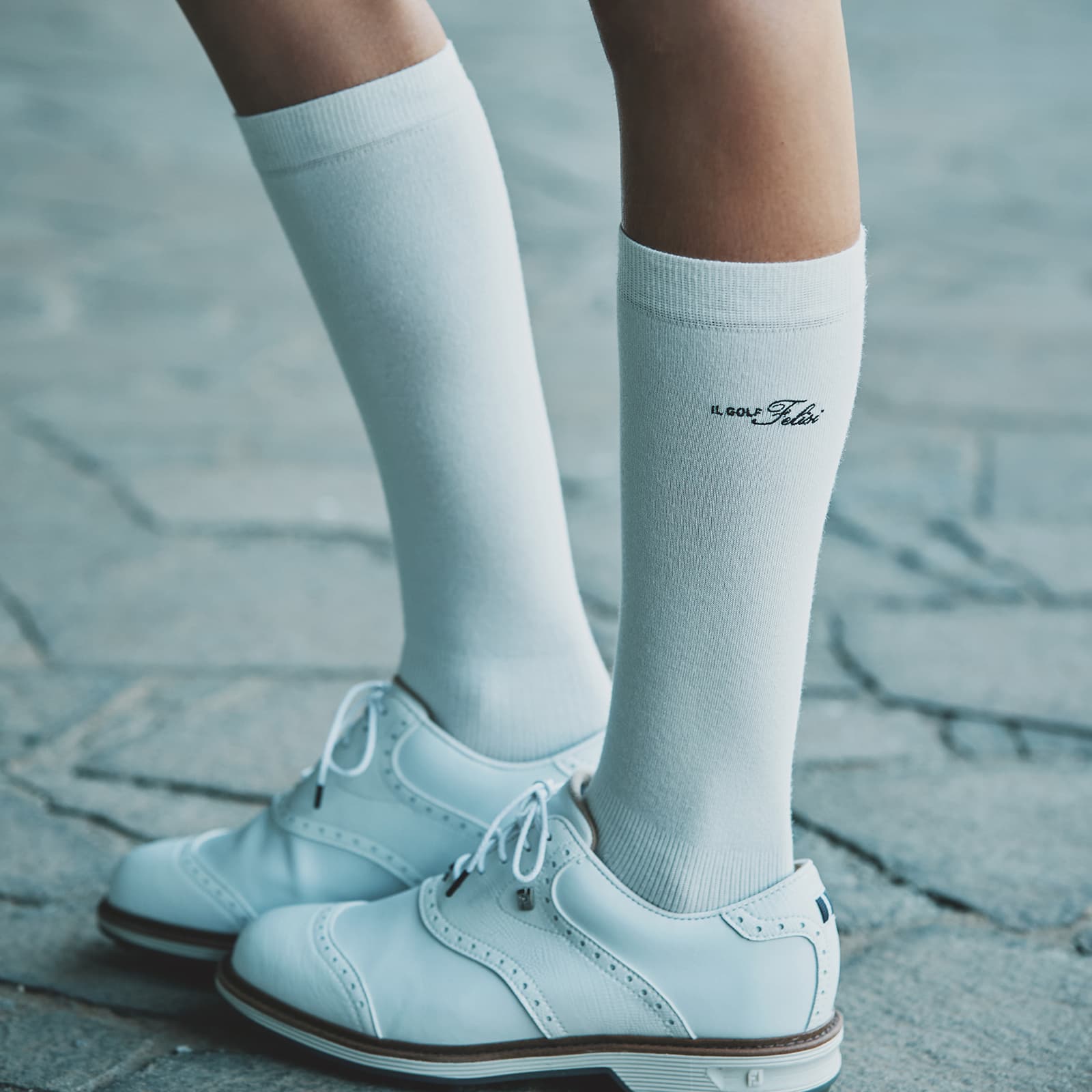 Felisi Golf フェリージゴルフ ソックス 靴下 ポリエステル コットン ホワイト ネイビー 【Felisi公式】 HIGH SOCKS