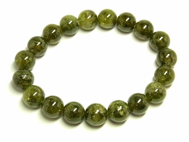 パワーストーン 天然石 グリーンガーネット 緑石榴石 ざくろいし ブレスレット 10mm 【Felistone】 GarnetB25