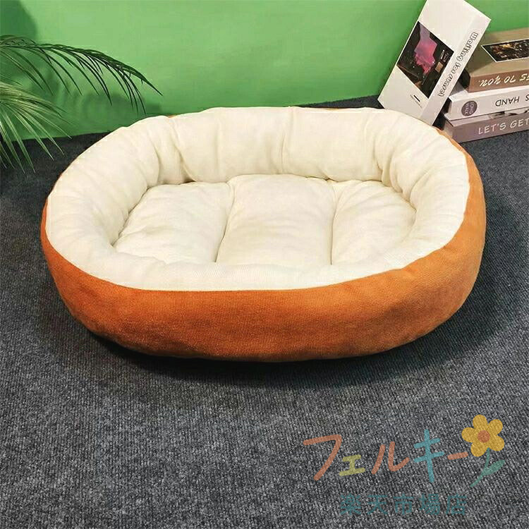 フェルキーの犬ベット ペットベッド 猫犬兼用 グレー グリーン カーキ チェック柄 洗える 通気性いい 大型犬 中型犬 角型 長方形 ふわふわおしゃれ寝具｜アングル2
