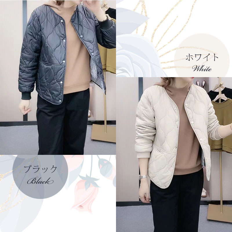 ＼ スーパーSALE P2倍～最大P47.5倍／ キルティング コート レディース 大きいサイズ ショート丈 キルティング ジャケット ノーカラー キルト コート レディース アウター 羽織り 上着 長袖 中綿 防寒 大きいサイズ ゆったり 秋冬 インナー 秋 冬 軽量 防寒 母の日 ギフト finejapan-10001120 レジーナ regina サンプル画像2