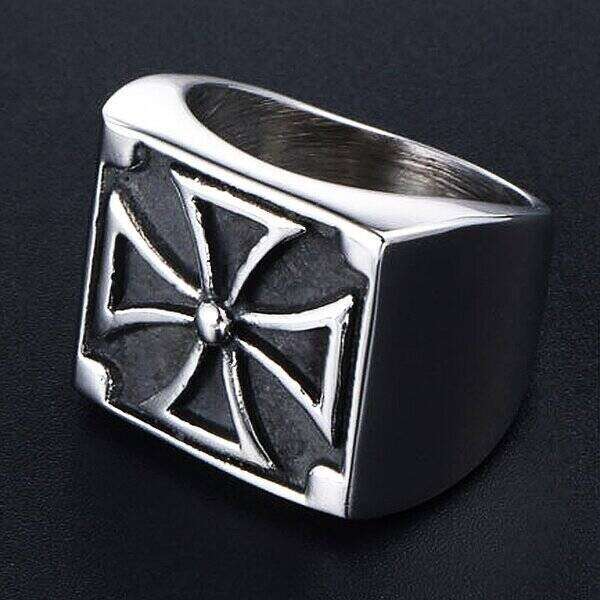 【クーポン利用で4530円】 指輪 リング クロス 十字架 アーミー ステンレス 印台 メンズ 男性 ビンテー..