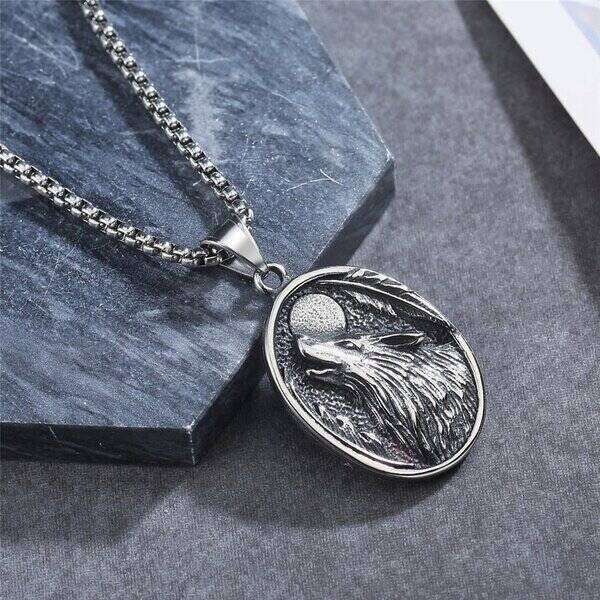 【クーポン利用で4850円】 ネックレス オオカミ 狼 ステンレス チェーン レース ビンテージ メンズ 男..