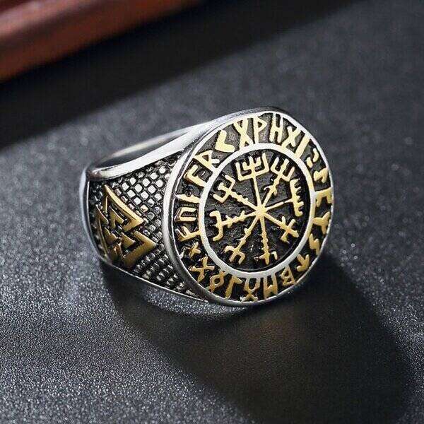 【クーポン利用で4610円】 指輪 リング ステンレス ビンテージ メンズ 男性 バイキング スチール 方位磁針 パンク オーディン ルーン ジュエリー 贈り物 ストアコンパス 14号 16号 23号 18号 20号 25号 27号