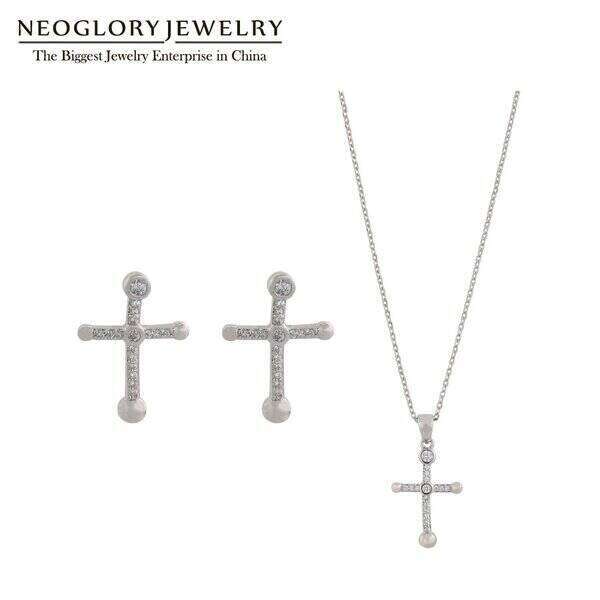 楽天FineJewelrys【クーポン利用で9250円】 ピアス ネックレス 白 ホワイト クロス 十字架 ジルコニア レディース 女性 リング キュービック ジルコン ネックレス指輪 光沢 トレンド 結婚式 セットジュエリー ネックレス耳リング 指輪