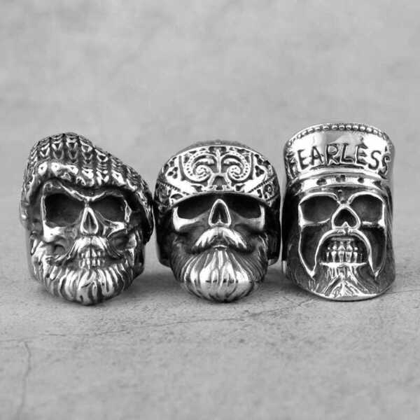 【送料無料】 リング 指輪 パンク かっこいい 帽子 ビッグ パン スカル スケルトン ステンレス ヒップ ..