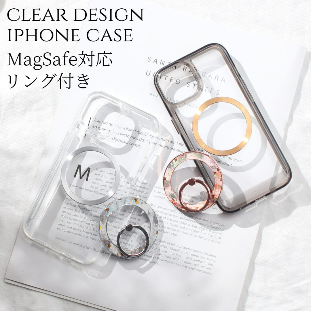 iphone11 ケース リング付き クリア iphone11Pro iphone11ProMAX MagSafe マグセーフ対応 大人可愛い 花柄 きらきら ラメ アイフォン 11 11pro 11promax 透明 スマホリング リング 11プロ 11プロマックス クリアケース スタンド かわいい 韓国 ハート メタリック 送料無料