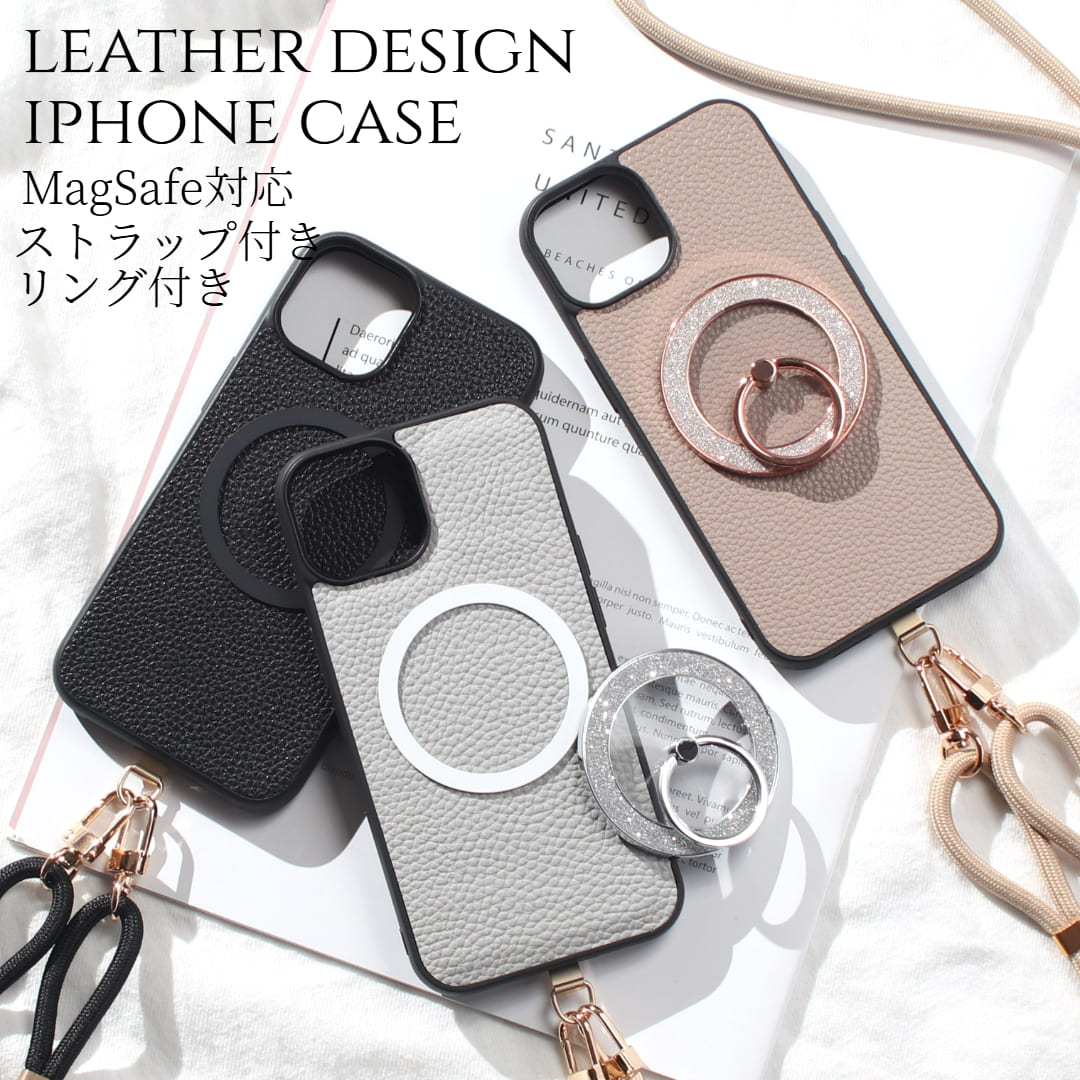 iphone14 ケース レザー リング付き magsafe マグセーフ iphone14Pro i ...
