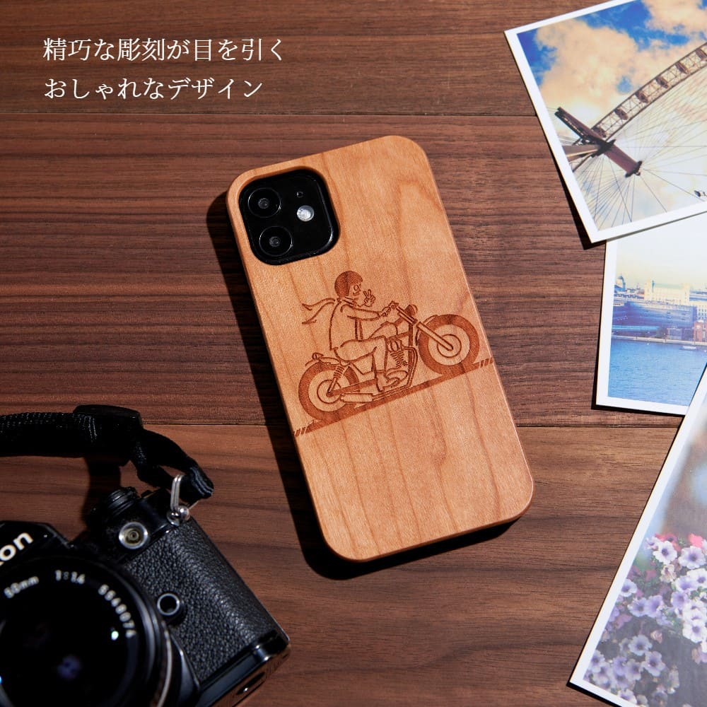 木製 iphone ケース おしゃれ iphone17 iphone16 iphone15 iphone14 pro バイク レトロシリーズ iphoneSE 第三世代 第二世代 アイフォン 17 16 15 14 13 12 シンプル ウッド 天然木 かっこいい ドライブ ツーリング air se3 13mini ハイブリッド スリム アウトドア 送料無料 fios-store-10000418 スマホケース専門店 FiOs サンプル画像2