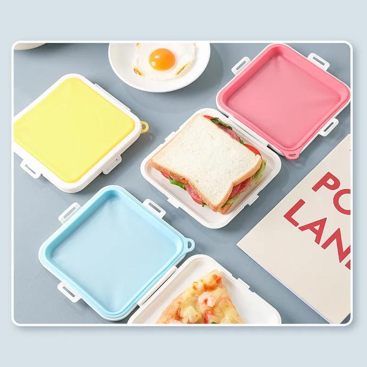 firststepの通勤 ランチボックス サンドイッチケース サンドイッチケース お弁当箱 シリコン 薄め 軽量 コンパクト スリム 持ち運び便利 通学 キッチン用品 ケース ギフト 食器 女子 大人 かわいい おしゃれ シンプル キッチン 保存容器 収納便利｜アングル2