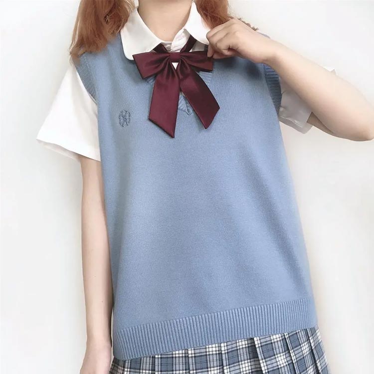 ニットベスト ニットベスト シンプル スクールセーター Vネック 薄手 無地 夏用 スクール ノースリーブ 刺繡 ロゴ スクールベスト レディース ベスト 制服ベスト 高校生 高校生 定番 女子高生 学生服 通学 中学生 JK コスプレ かわいい 春用 夏服