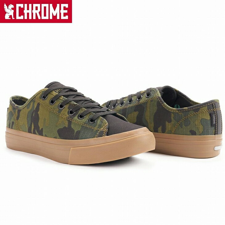 【送料無料】【MEN'S】CHROME クローム KURSK AW WOODLAND CAMO（クルスク AWカモ）Panaracerとのテクニカルコラボレーションにより、アウトソールラバーにおいて相反すると考えられてきた“グリップ力”と“耐摩耗性”を高次元で両立世界最高峰のバルカナイズドシューズ