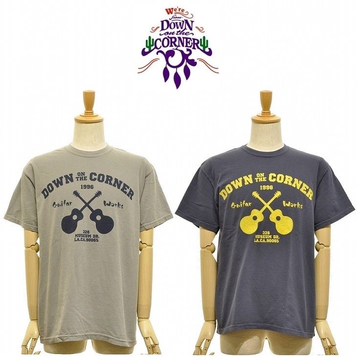 【MEN'S】DOWN ON THE CORNER ダウンザコーナー "GUITAR WORKS" COTTON S/S TEE コットンのショートスリーブTシャツ 顔料染された風合い独特のフェード感が特徴DOCを象徴するグラフィックの一つであるギターワークスのグラフィックTシャツ