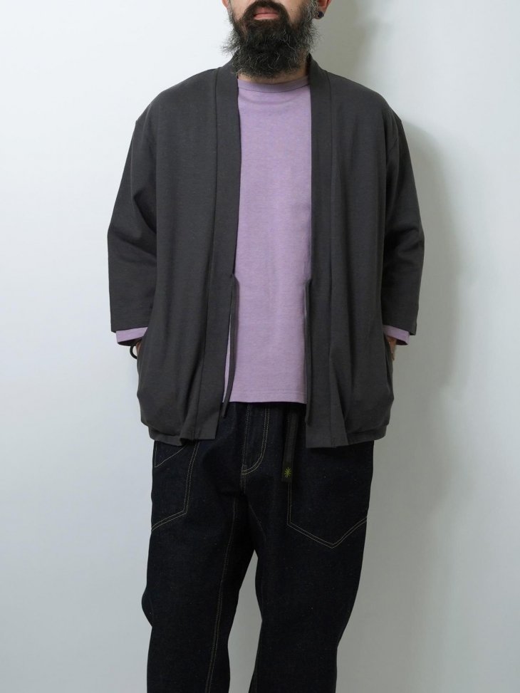 【送料無料】【MEN'S】GOHEMPゴーヘンプ HAORI ハオリ ヘンプ55%,オーガニックコットン45%の上質なデイリーウェアとして打ち出す10ozジャージー和風なシルエットとディテールを採用　無地でクセの強すぎない春先に着回しの効くカーディガン 着心地の良さとトレンドシルエット