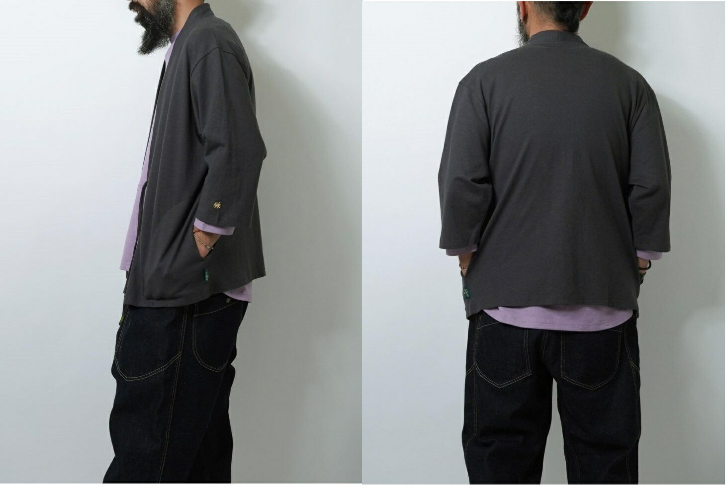 【送料無料】【MEN'S】GOHEMPゴーヘンプ HAORI ハオリ ヘンプ55%,オーガニックコットン45%の上質なデイリーウェアとして打ち出す10ozジャージー和風なシルエットとディテールを採用　無地でクセの強すぎない春先に着回しの効くカーディガン 着心地の良さとトレンドシルエット