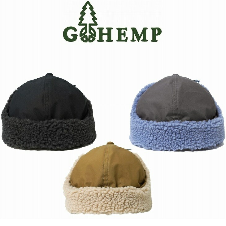 ヘンプ 帽子（メンズ） 【送料無料】GOHEMP ゴーヘンプ HEMP ROLL BOA CAP ヘンプロールボアキャップ ペットボトルリサイクル素材のボアフリース 裏地にはオリジナルのヘンプリアルツリー柄のヘンプコットンネル 秋冬シーズンのトレンドと実用性を兼ね備えたイヤーフラップ付きのロールキャップ帽子