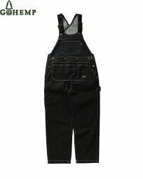 【送料無料】【WOMEN'S】GOHEMP （ゴーヘンプ）BLACK DENIM MIGHTY ALL PANTS with MULTI APRON (ONE WASH) マイティーオールパンツ程よい肉厚の12ozの定番デニム生地HEMP COTTON DENIMを使用オーバーオール 付属のエプロンキャンプやワークシーンに適応したワイドストレート