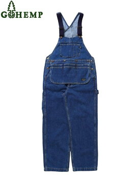 【送料無料】【MEN'S】GOHEMP （ゴーヘンプ）MIGHTY ALL PANTS with MULTI APRON (USED WASH) マイティーオールパンツ　程よい肉厚の12ozの定番デニム生地HEMP COTTON DENIMを使用したオーバーオール 付属のエプロンキャンプやワークシーンに適応した自然なワイドストレート