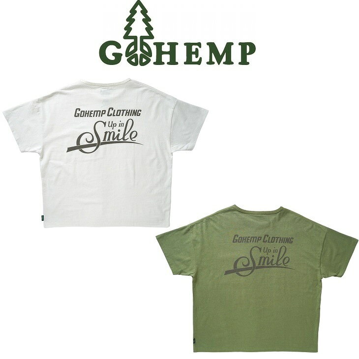 【送料無料】【MEN 039 S WOMEN 039 S】GOHEMP UP IN SMILE WIDE PK TEE ゴーヘンプ アップインスマイル ワイドポケットT cheech chongの1978年作品 Up in Smokeのオマージュで笑顔になれるパロディロゴ 夏の定番ベーシックTシャツシリーズのワイドポケットTシャツ