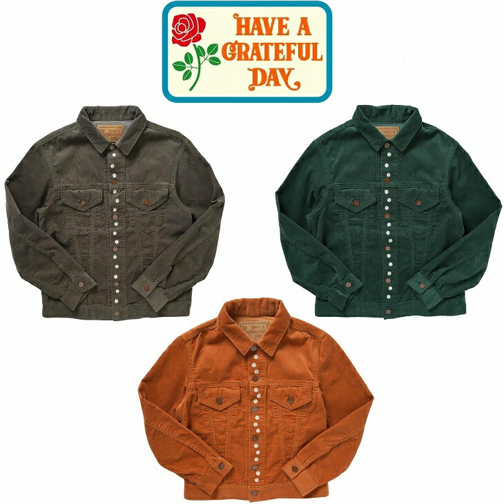 【送料無料】【MEN'S&WOMEN'S】HAVE A GRATEFUL DAY （グレイトフルデイ）EMBROIDERY JACKET エンブロイダリージャケット ヒッピーライクな抜け感のあるフラワー刺繍を施したコーデュロイジャケット 刺繍モチーフは平和を象徴するマーガレット70年代すっきりとしたシルエット その1