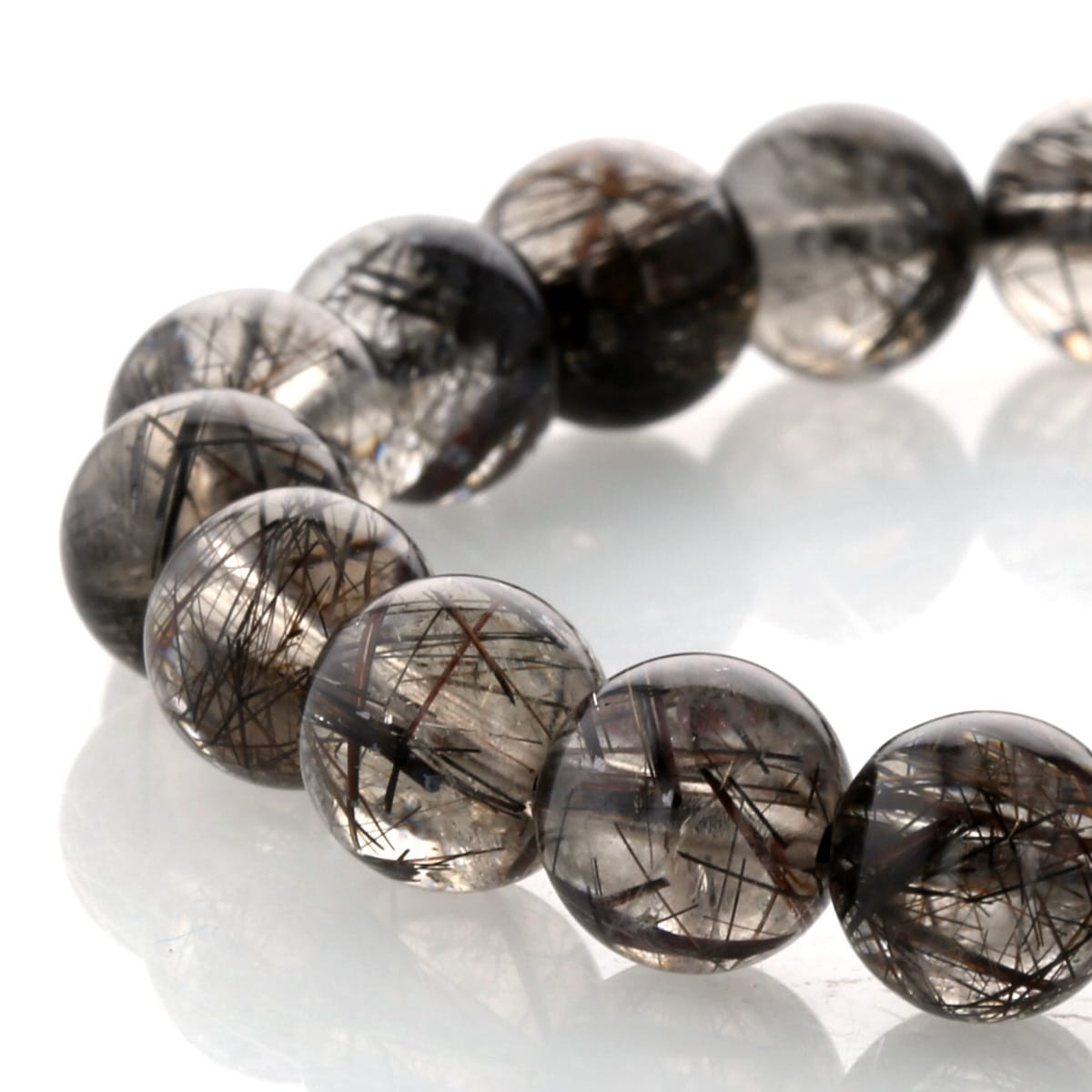 【10%OFF】ブラックルチル (二酸化チタン) ブレスレット 9.5mm玉 No.85 最高級【プレミアム】 [ 画像現物・一点物 ] パワーストーン 天然石 FORESTBLUE フォレストブルー【5841】