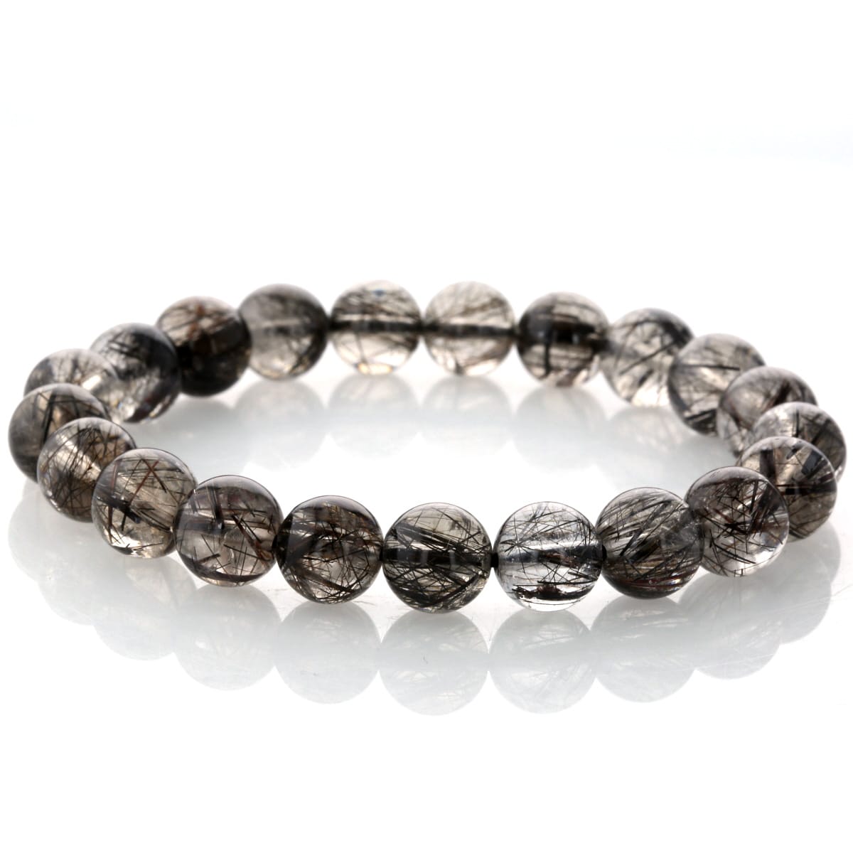 【10%OFF】ブラックルチル (二酸化チタン) ブレスレット 9.5mm玉 No.85 最高級【プレミアム】 [ 画像現物・一点物 ] パワーストーン 天然石 FORESTBLUE フォレストブルー【5841】