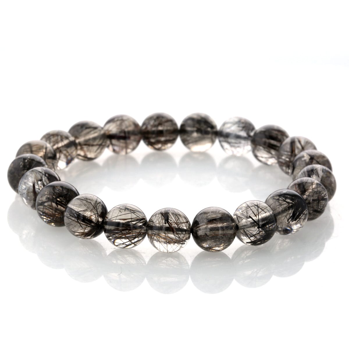 【10%OFF】ブラックルチル (二酸化チタン) ブレスレット 9.5mm玉 No.85 最高級【プレミアム】 [ 画像現物・一点物 ] パワーストーン 天然石 FORESTBLUE フォレストブルー【5841】