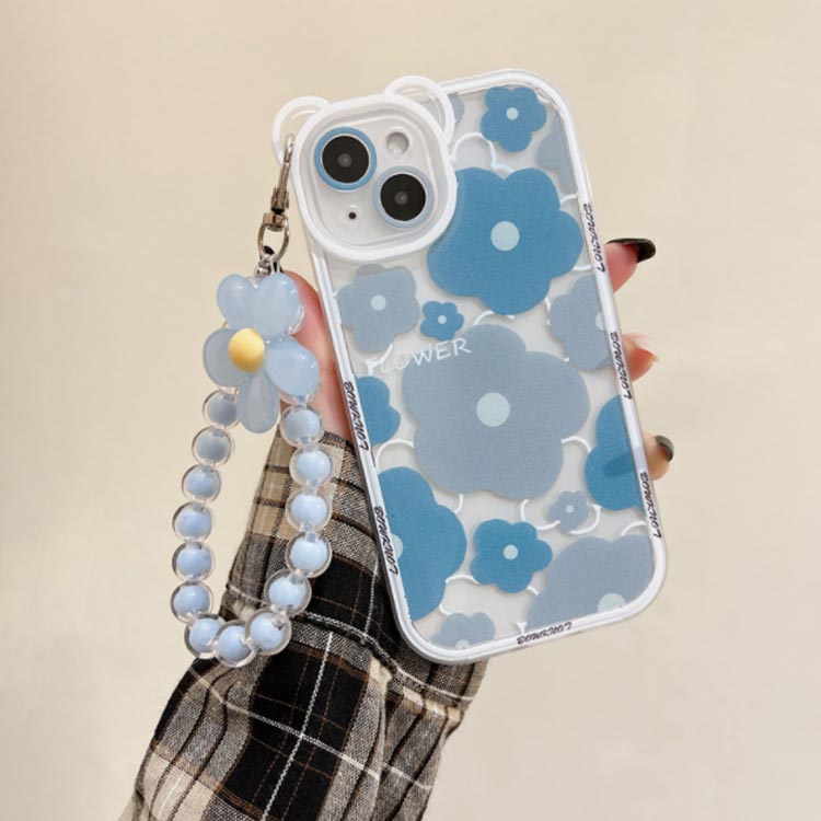 花柄 スマホケース ストラップ付き フラワー クリア ソフトケース iPhoneケース ク...
