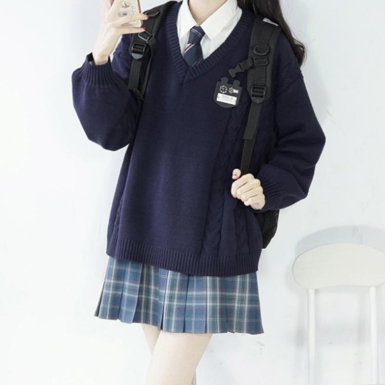 スクールセーター 制服 ニットセーター ニット セーター ケーブル編み プルオーバー Vネック 男女兼用 入学 通学 女子高生 男子高生 中学生 高校生 学生服 男女兼用 レディース トップス 無地 学生 JK制服 洗える ゆったり 可愛い おしゃれ 春 秋冬