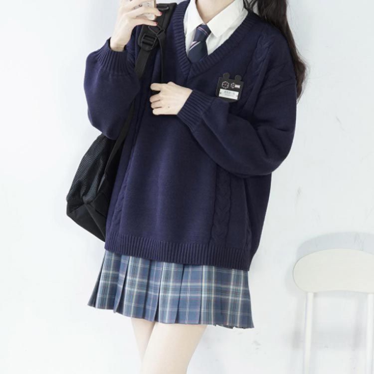 スクールセーター 制服 ニットセーター ニット セーター ケーブル編み プルオーバー Vネック 男女兼用 入学 通学 女子高生 男子高生 中学生 高校生 学生服 男女兼用 レディース トップス 無地 学生 JK制服 洗える ゆったり 可愛い おしゃれ 春 秋冬
