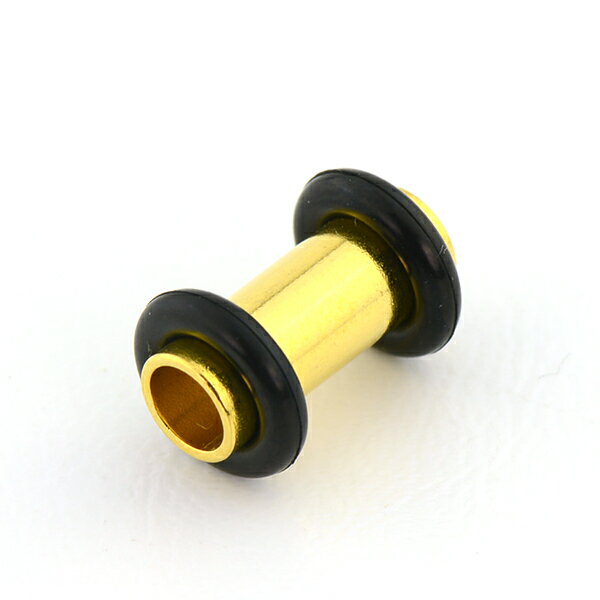 【メール便対応】ボディピアス チューブ ゴールド 4G(5mm) サージカルステンレス316L(医療用) 両側をゴムで固定 TUBE GOLD 金色 アイレット イヤーロブ 4ゲージ┃