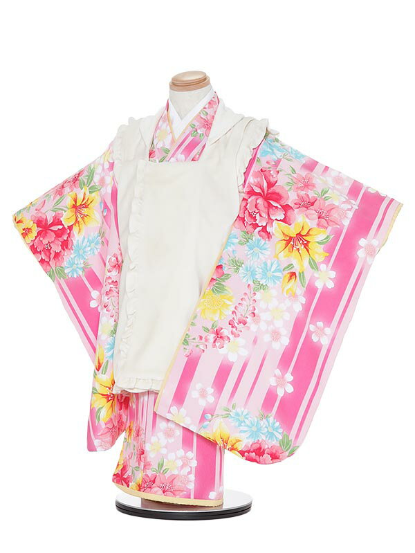 【レンタル】七五三レンタル 女の子 3歳着物フルセットH329 hiromichi nakano ピンク 被布セット 753着物 レンタル753 七五三着物 着...