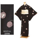 【レンタル】訪問着レンタル 兎柄 細身 ちりめん 茶系 7号~9号 150~160cm 着物レンタル 新品足袋プレゼント 訪問着 草履 バッグ セット 袋帯 着物レンタル フルセット 155cm 160cm S M 貸衣装 0089
