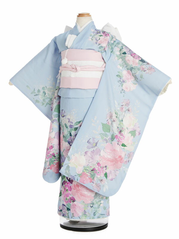 乐天商城 - 【レンタル】七五三 着物 7歳着物レンタル 七五三レンタル 女の子 Botanical 水色 いちは (i012) フルセット 七五三着物 貸衣装 子供着物 753着物お正月 ひな祭り 結婚式 753 キッズ着物 きもの