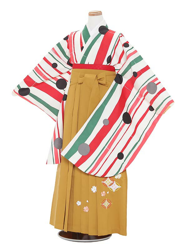 お買い物前にお読みください。 当商品はレンタル商品です。 レンタル期間は3泊4日となります。 ご利用日の2日前までにお手元に届くようヤマト宅急便またはゆうパックにて発送。ご返却はご利用日の翌日までに、お届けした着払い伝票にてご発送ください。 レンタル状況によりレンタル不可となる場合がございます。ご注文が成立されても、時間差でご注文が重複する場合がございますので、当店よりの「ご注文商品確保」のメールが届くまでは正式にレンタル確定とはなりませんので、ご注意ください。 PC版でのみレンタル状況、ご利用規約がご確認いただけます。 詳しくは「ご利用ガイド」にてご確認ください。ジュニア着物レンタル・12歳前後女児 卒業式袴セット【往復送料無料】 白赤ストライプ水玉×金茶袴セット/身長：143cm〜148cm 商品画像のお色は、お使いのモニターによって多少異なって見える場合がございます。ご了承くださいませ。 商品仕様 【ジュニア着物レンタル】女児袴セット Item.No:0ARA012 白赤ストライプ水玉×金茶袴セット ■素材:化繊 ■羽織丈：肩裄：65cm、袖丈：76cm、袴丈：83cm ■身長：143cm-148cm ■レンタル期間は3泊4日です。基本的にご利用日の2日前にお届けします。 【セット内容】 着物・袴・長襦袢・半幅帯・草履・足袋・腰紐4本・和装ベルト・帯板・伊達〆2本・えり芯 ※小物はこちらでコーディネイトさせていただきます。 肌襦袢は付属いたしませんので、キャミソールなどの袖のない肌着をご用意ください。 レンタル衣装ご予約状況カレンダー 【ご予約状況は下記のカレンダーをご確認ください。】 ○：レンタル可能&nbsp;&nbsp;&nbsp;&nbsp;&nbsp;&nbsp; ×：レンタル不可 白赤ストライプ水玉×金茶袴 ※当店のレンタル商品は、年間を通しレンタル対応していることから、「レンタル不可」の場合でもご注文できるシステムとなっております。当店からの「商品確保」のメールが届くまでは正式にレンタル確約ではございませんので、ご注意ください。 こちらの商品は「北陸配送センター」より発送いたします