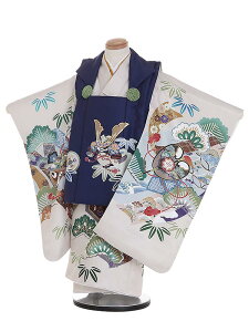 【レンタル】七五三レンタル 3歳 男の子 被布セット 陽気な天使 吉祥文様 紺×ベージュ 90cm 95cm 100cm 着物レンタル 七五三着物 3歳 フルセット3才 男児|子供着物|貸衣装|753|レンタル|キッズ着物|結婚式|節句|初詣|記念撮影 Y327