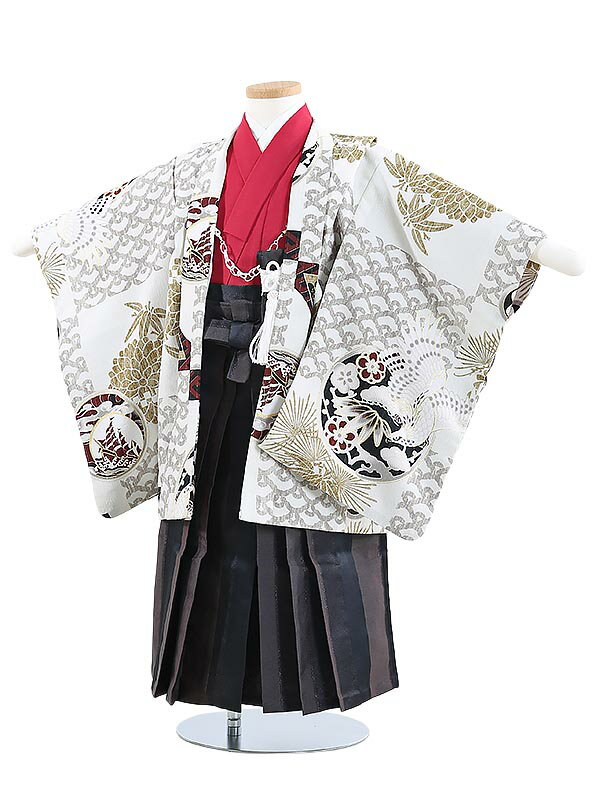 楽天マタニティ子供喪服レンタルH＆H【レンタル】かんたん七五三[簡単着付け] マジックテープ|七五三3歳|95cm 100cm 105cm|レンタル 3才男児フルセット JAPAN STYLE 菊紋に松 ベージュ Y301 3歳男の子|753 3歳 着物|七五三 3歳|子供|七五三 3歳児 レンタル|七五三|3歳 着物|往復送料無料