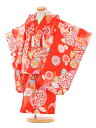【レンタル】七五三レンタル 女の子 3歳着物フルセットA305 赤地 華紋 被布セット 子供着物 貸衣装