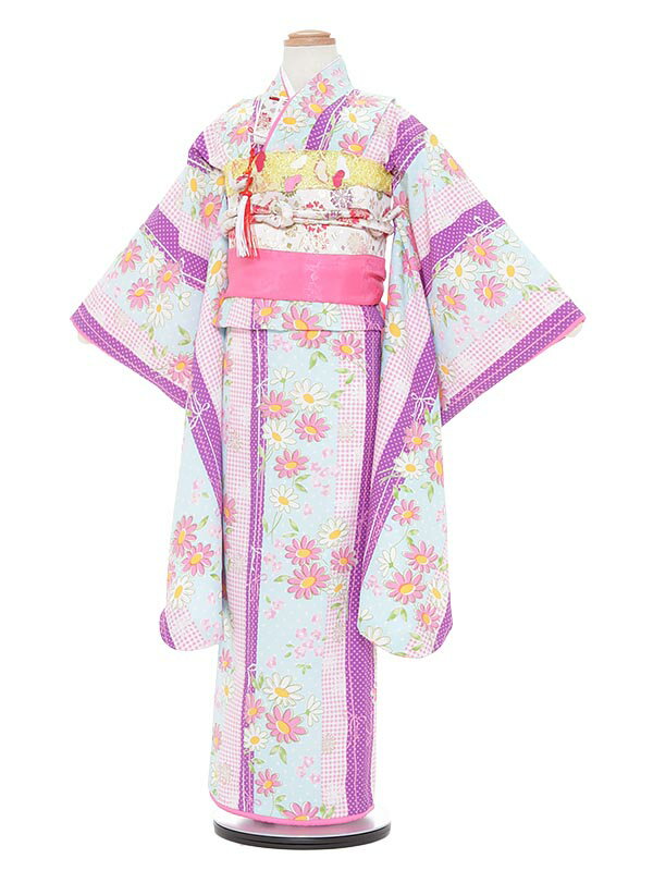 楽天マタニティ子供喪服レンタルH＆H【レンタル】七五三 7歳着物レンタル A778 ぷちぷり ストライプ柄 七五三着物 フルセット 753着物 貸衣装 女の子 子供着物 お正月 ひな祭り 結婚式 753 キッズ着物 七五三レンタル きもの