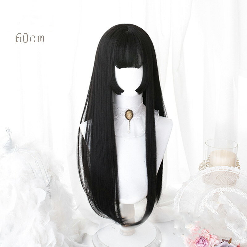 ぱっつん 姫カット ウィッグ ロング 黒髪 ブラック ストレート CYREAM 送料無料